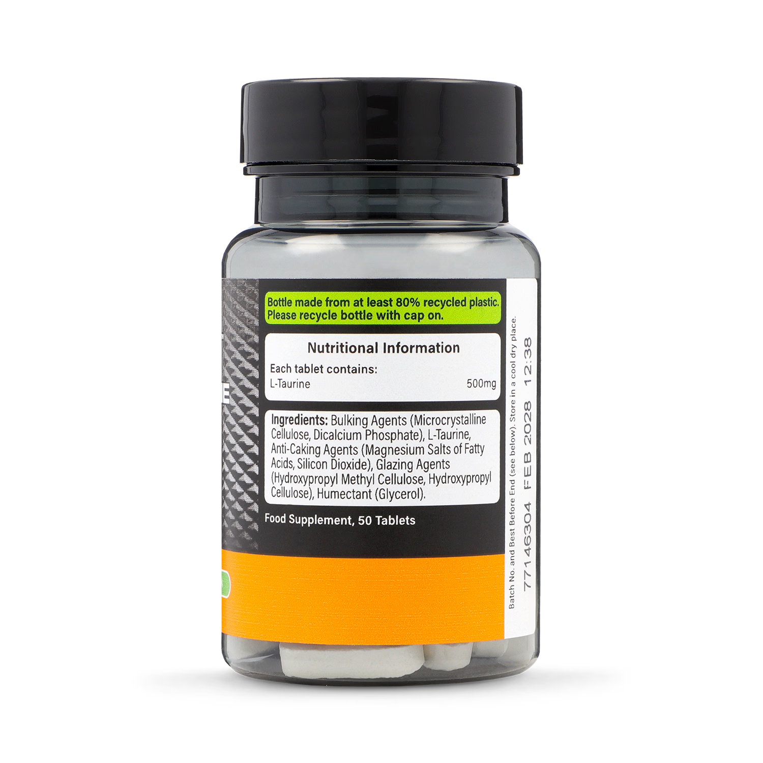 L-Taurine 500mg fitness supplement tablets 50ct (British brand)