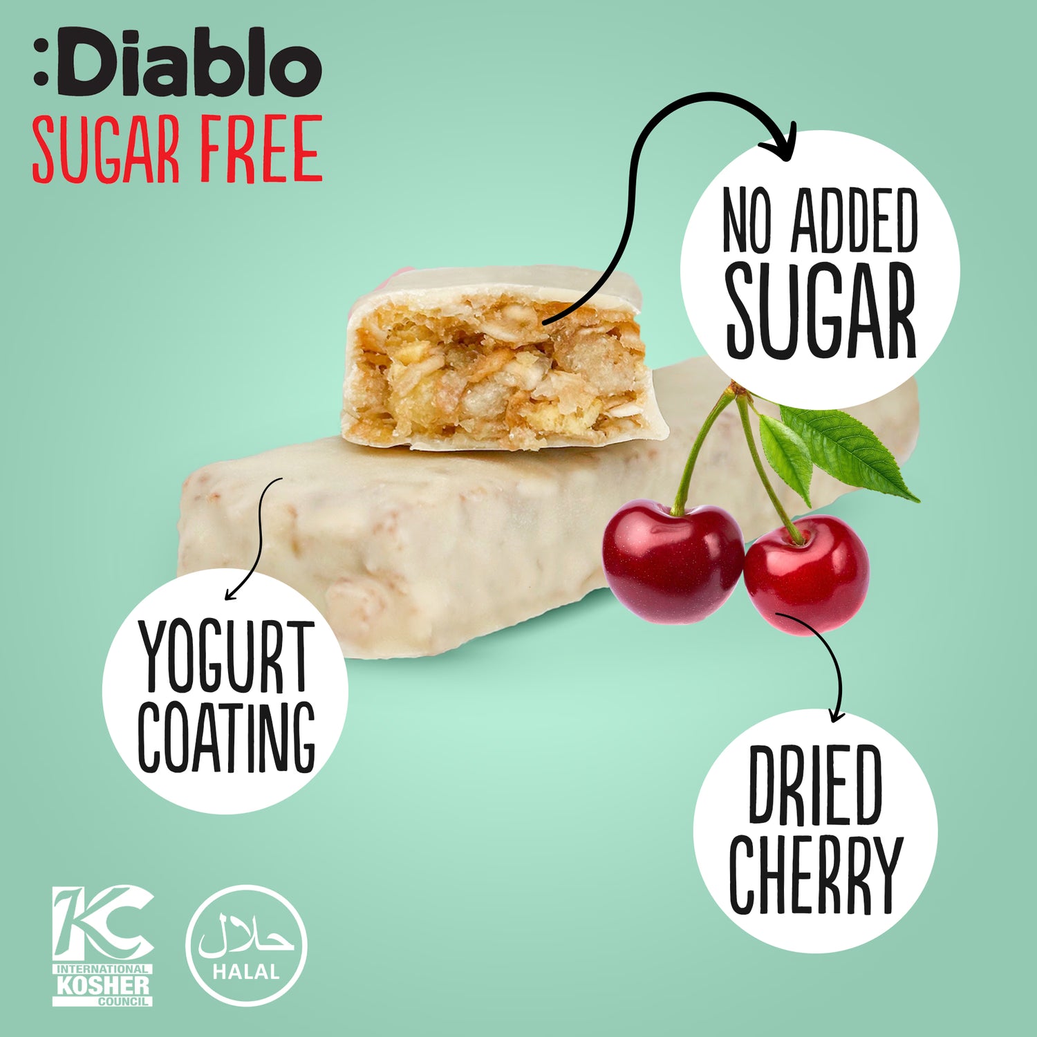 Diablo cherry yoghurt muesli bar 30g, UK version
