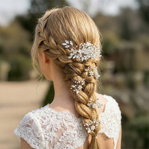 Livingandhome flower wedding bridal hair comb set, UK version