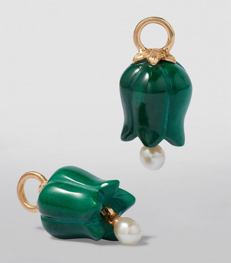 Annoushka yellow gold malachite pearl tulip earrings, UK version