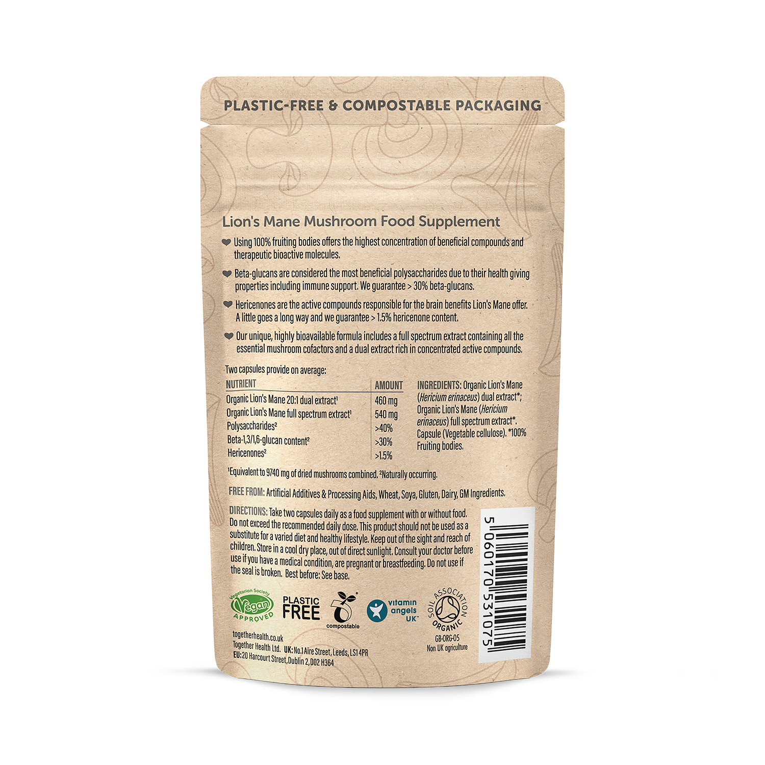 Together Health organic lions mane capsules 60, UK version