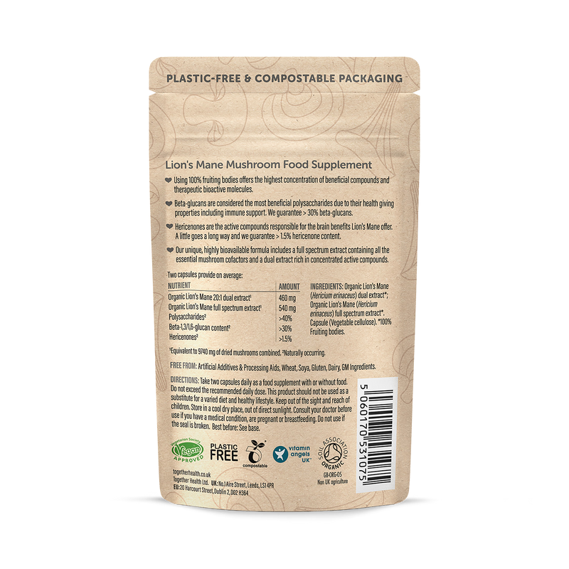 Together Health organic lions mane capsules 60, UK version