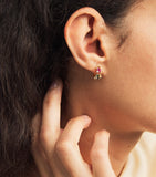 Suzanne Kalan huggie earrings 18k gold rainbow sapphires, imported from the UK