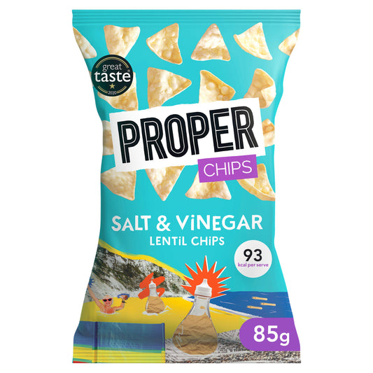 Properchips Salt & Vinegar Lentil Chips 85g Sharing crisps Sainsburys   