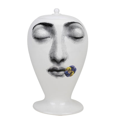 Vase à fleurs en porcelaine avec motif de visage de viola, 30 cm