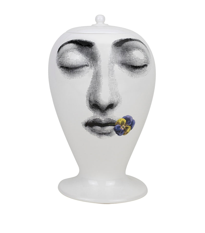 Porcelain Flower Vase with Viola Face Design, 30cm