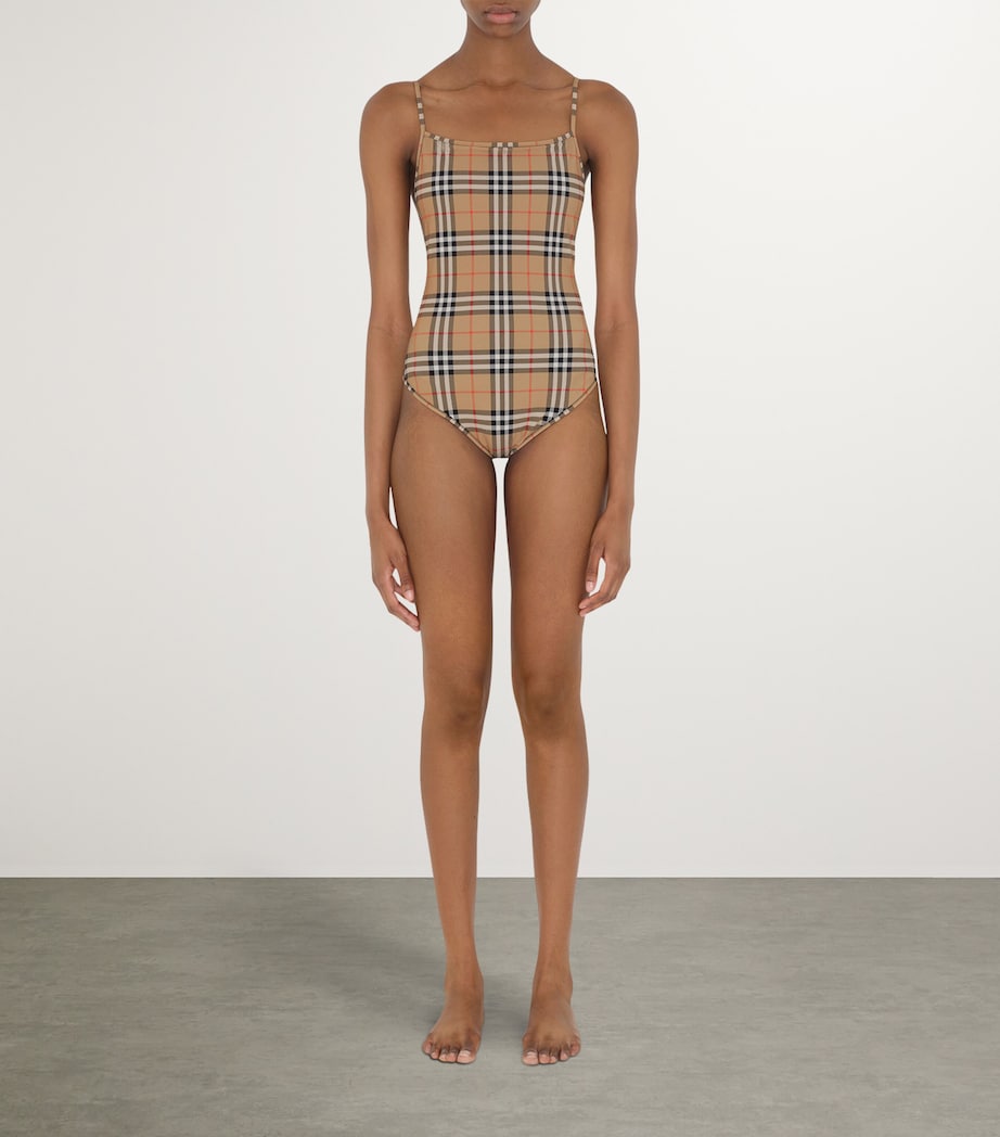 Burberry check pattern swimsuit in archival tones - British product