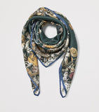 Aspinal of London silk floral monogram scarf 90x90cm (British brand)