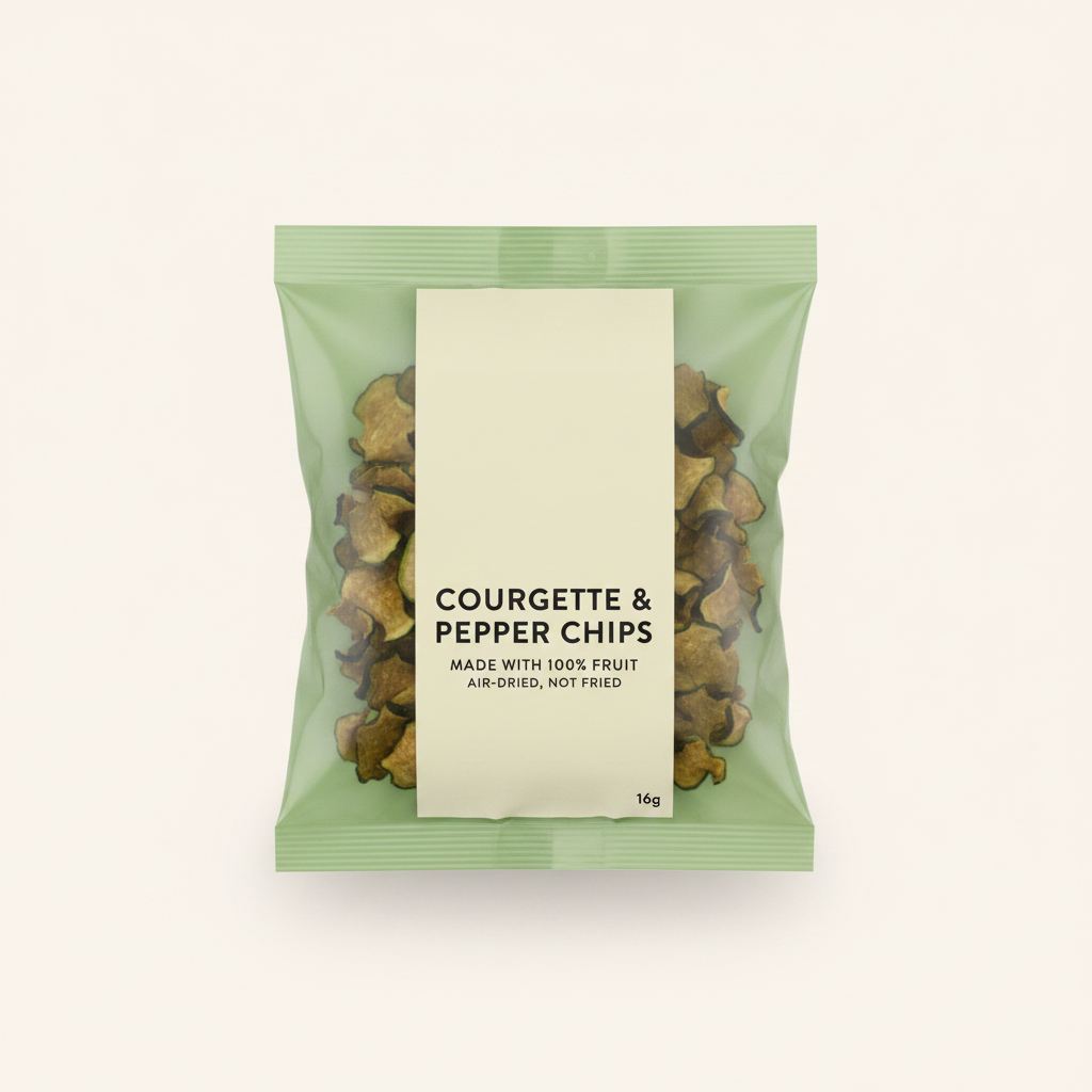 Holland & Barrett courgette pepper chips 16g, UK version