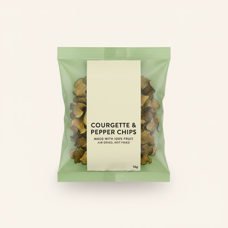 Holland & Barrett courgette pepper chips 16g, UK version