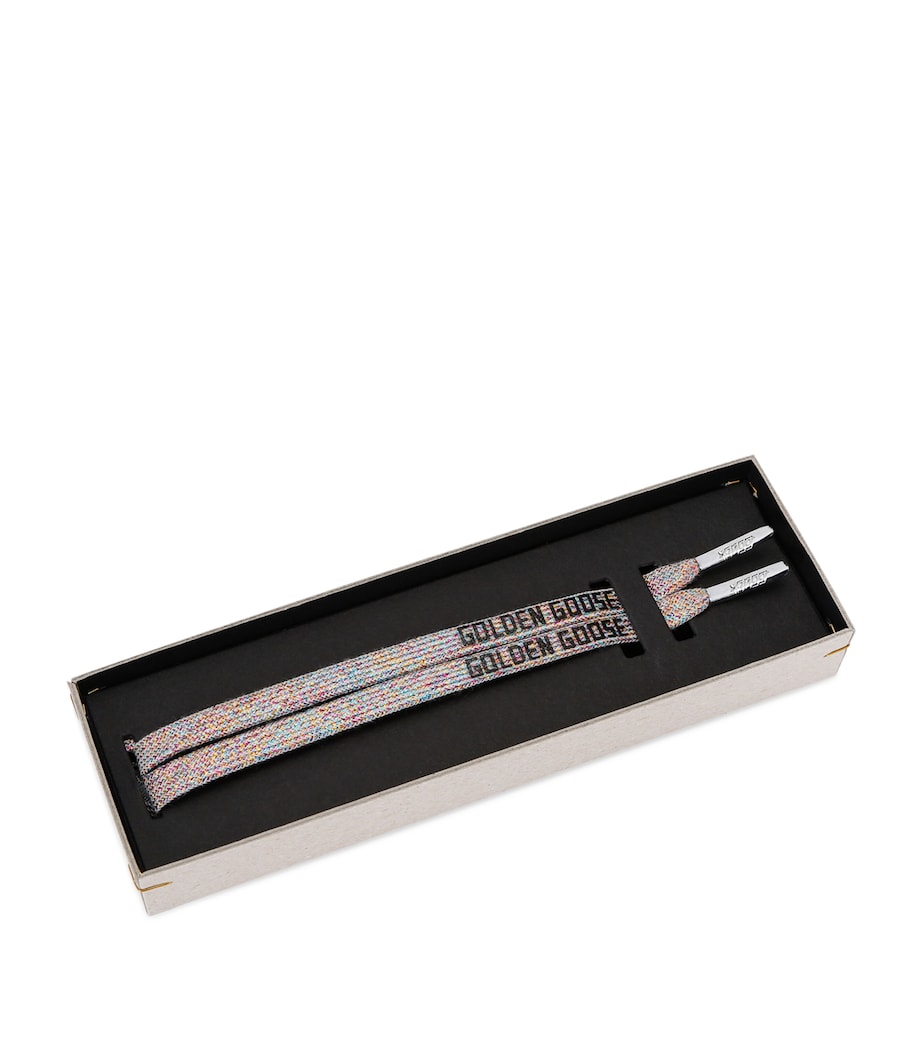 Golden Goose metallic logo print laces, UK version