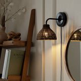 Habitat wicker pear wall light natural, imported from the UK