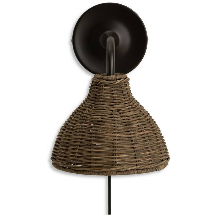 Habitat wicker pear wall light natural, imported from the UK