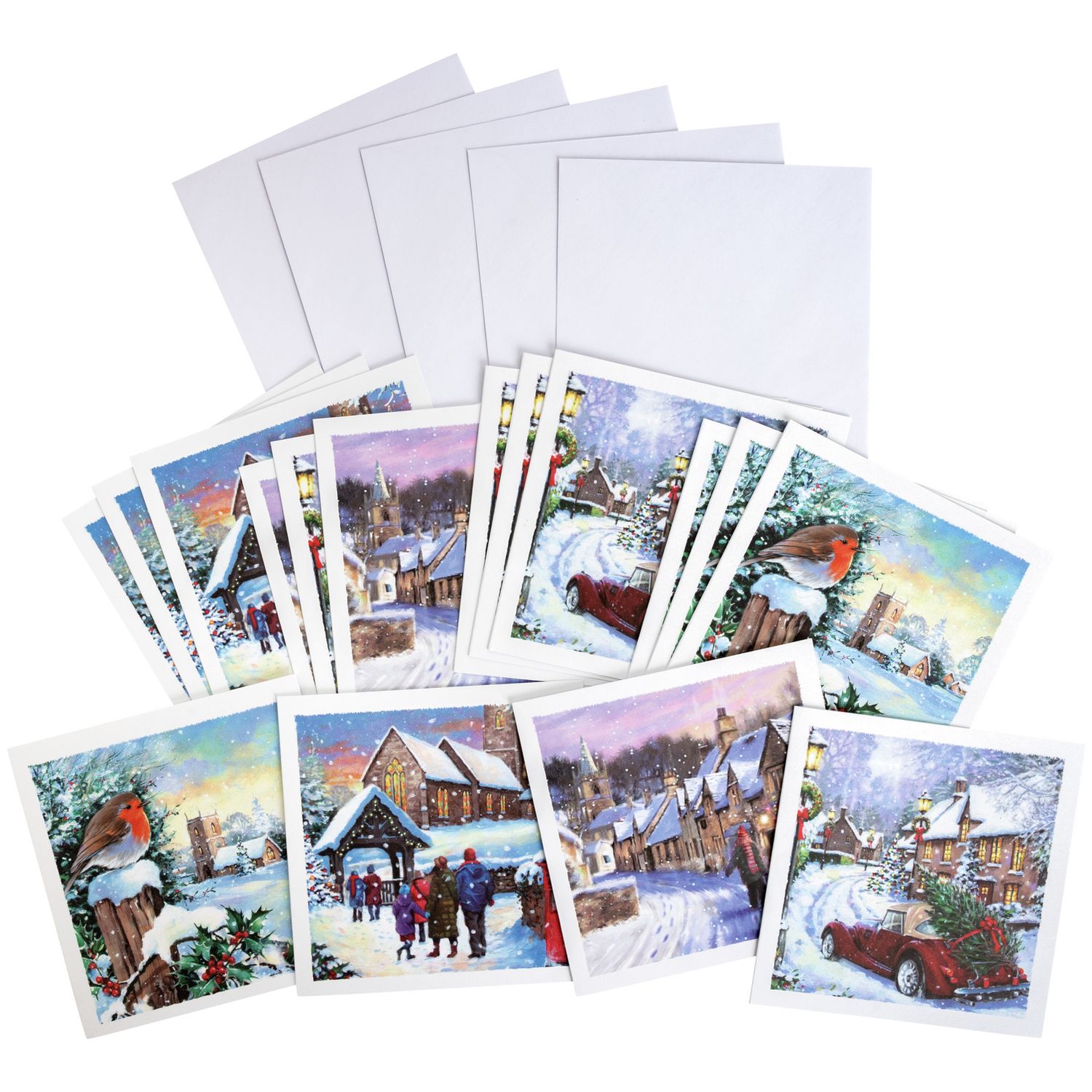 Home Comic Relief winter scene cards 24 pack - British product