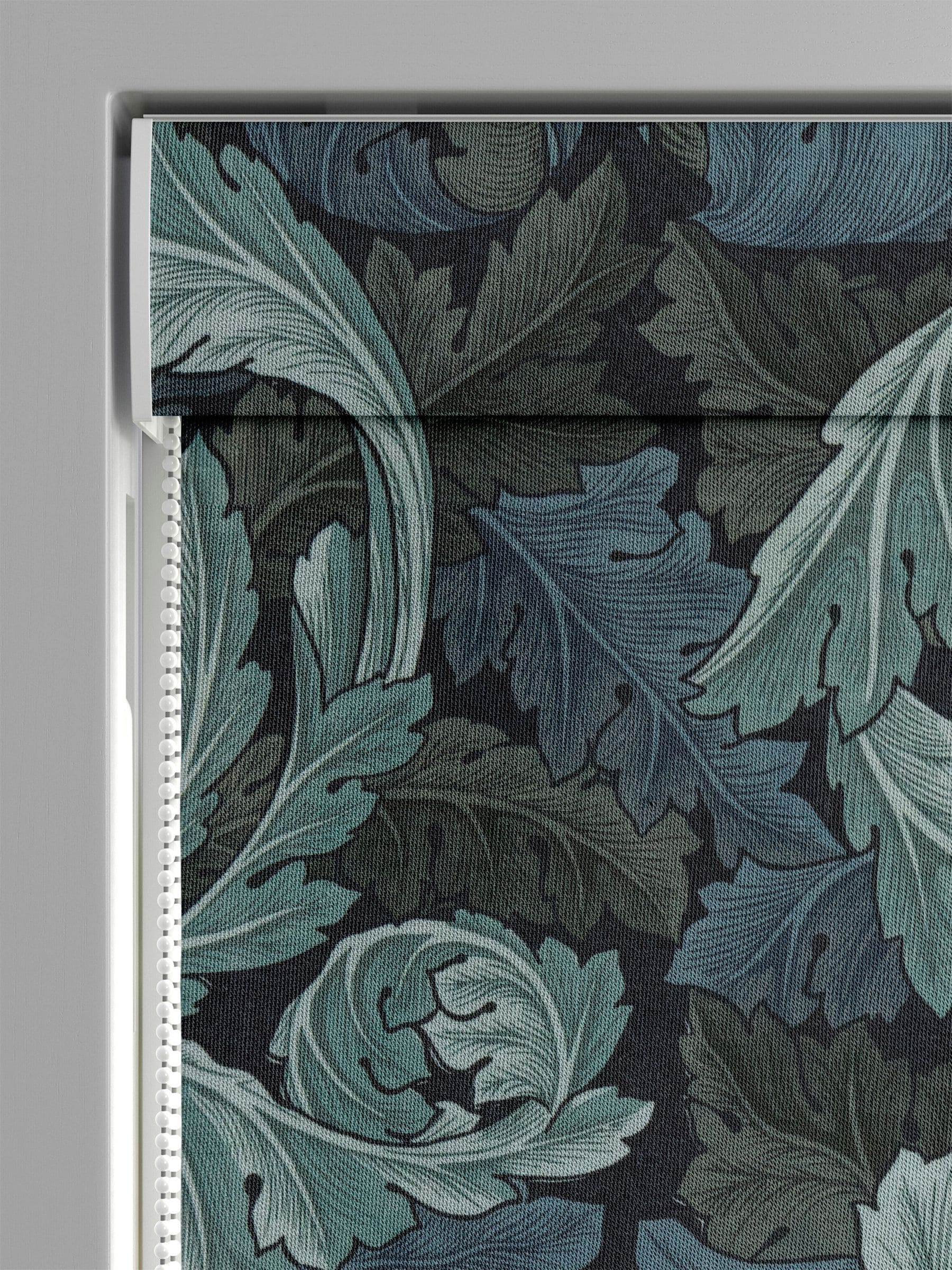 William Morris At Home Blue Acanthus velvet roman blind, imported from the UK