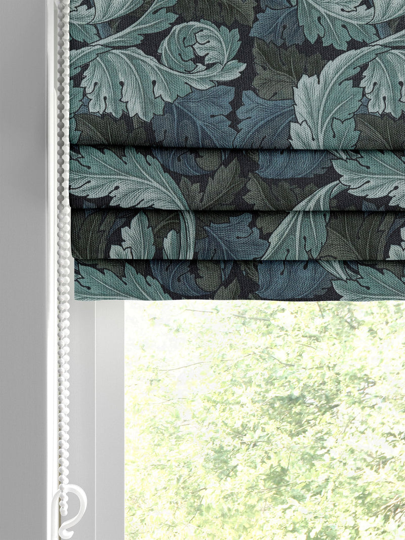 William Morris At Home Blue Acanthus velvet roman blind, imported from the UK