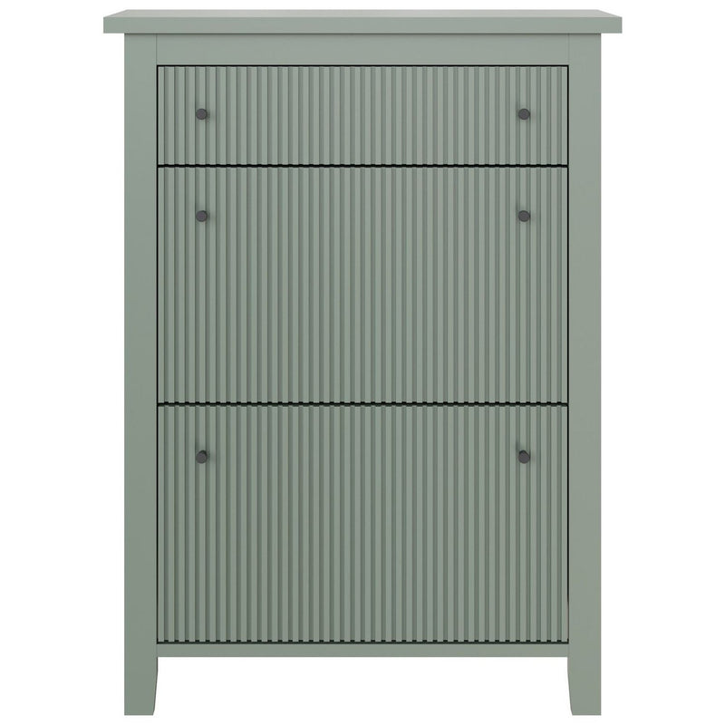 GFW green shoe cabinet with drawer, UK version
