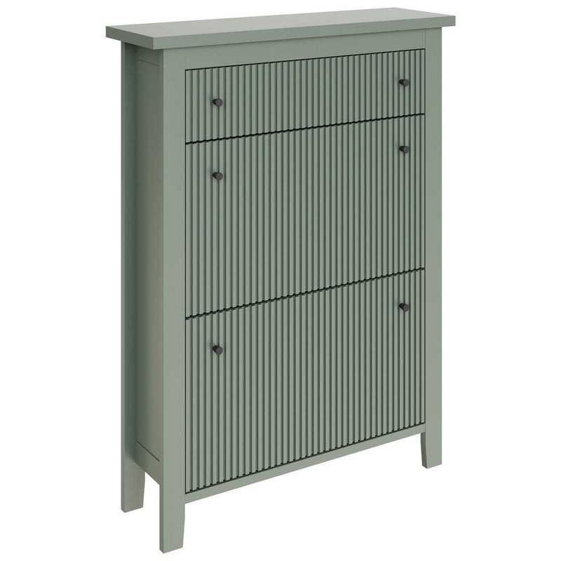 GFW green shoe cabinet with drawer, UK version