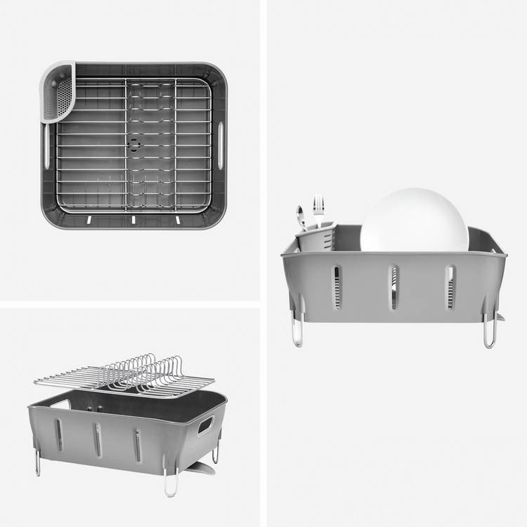 simplehuman plastic compact dish rack grey - British product