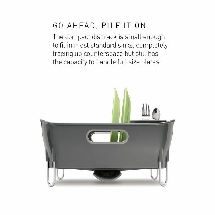 simplehuman plastic compact dish rack grey - British product