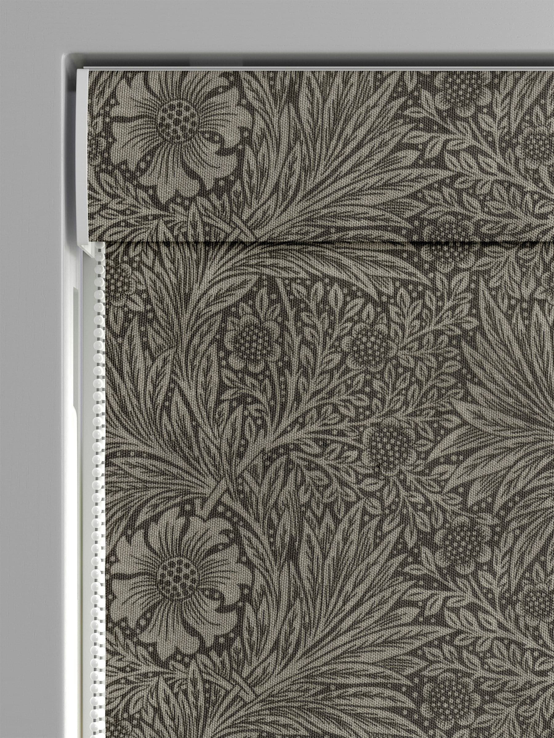 William Morris Grey Marigold Velvet roman blind (British brand)