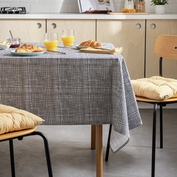 Habitat charcoal grid wipe clean tablecloth (British brand)