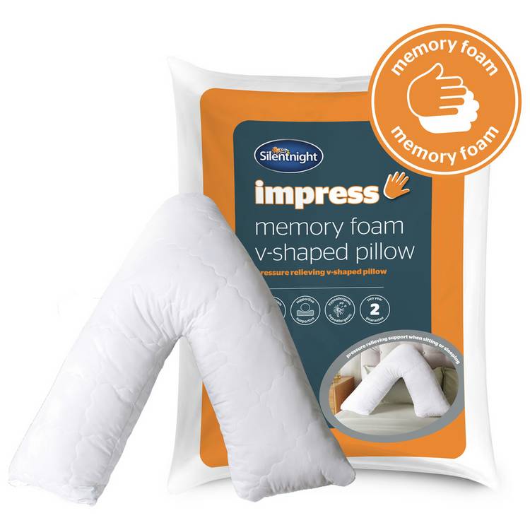 Silentnight memory foam V shaped support pillow, imported from the UK