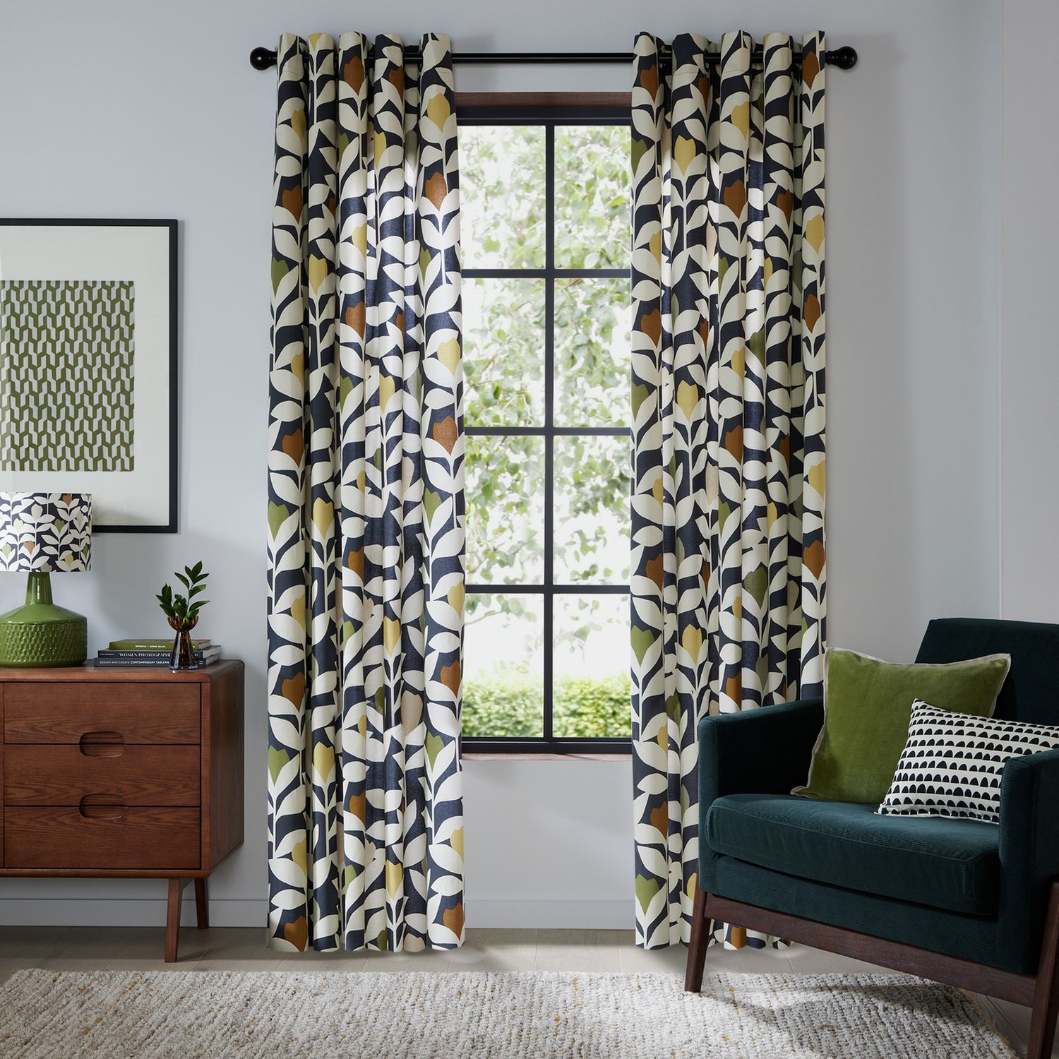 Habitat x Scion Padukka Eyelet Curtains - Multi - 168x183cm