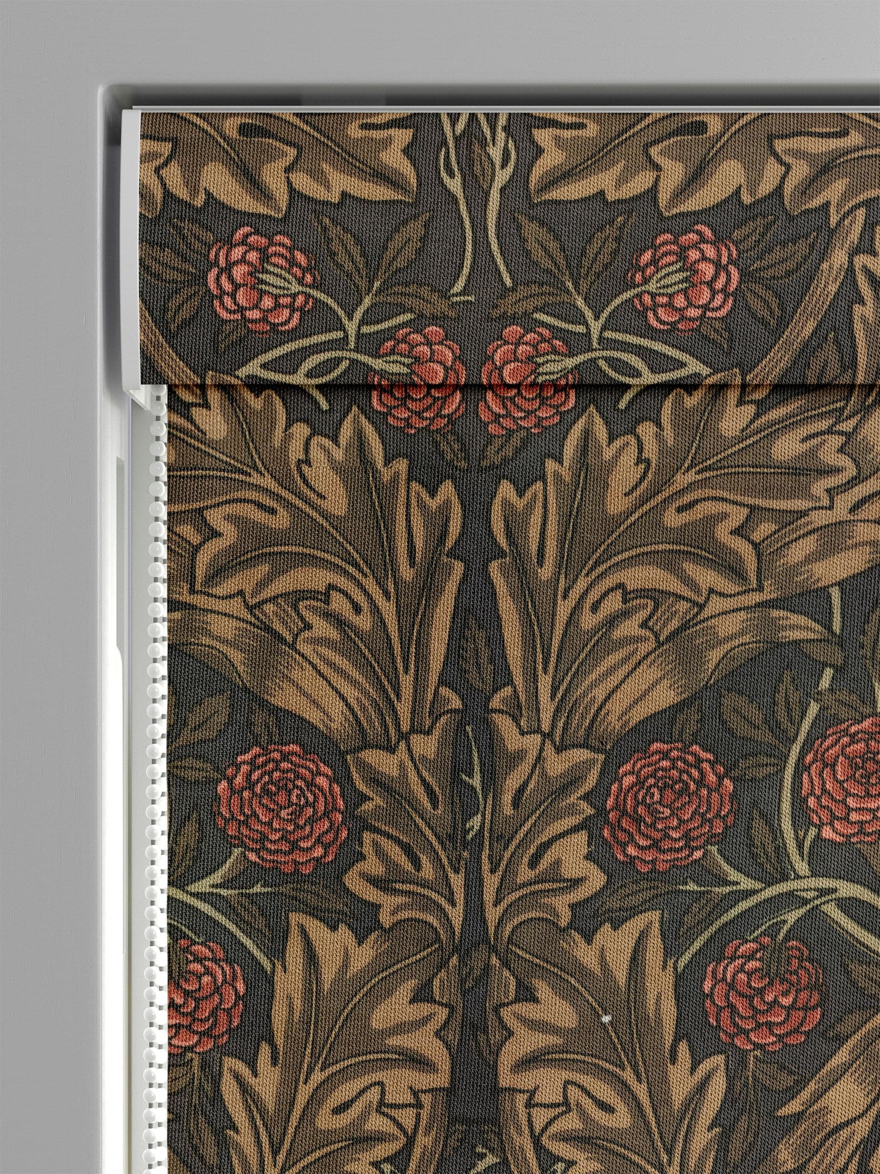 William Morris African Marigold velvet roman blind, imported from the UK