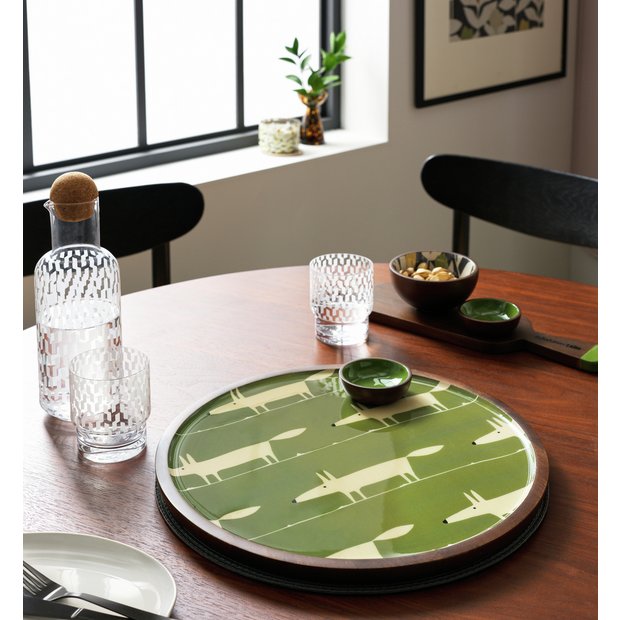 Habitat x Scion Mr Fox mango wood platter green 38cm, UK version