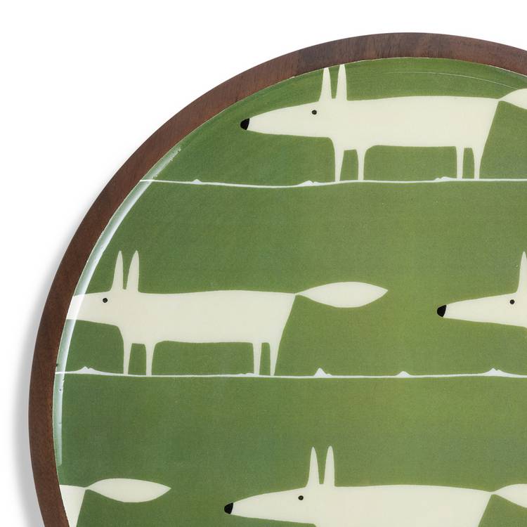Habitat x Scion Mr Fox mango wood platter green 38cm, UK version