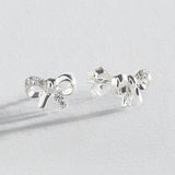 Revere sterling silver bow stud earrings cubic zirconia, imported from the UK