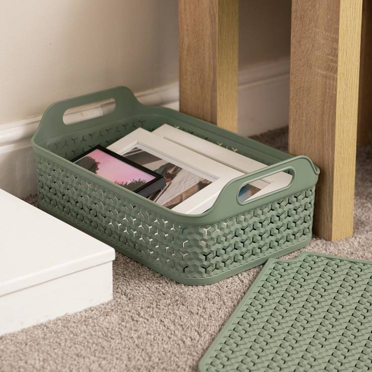 Strata Urban plastic storage baskets lilypad green 3 x 12L - British product