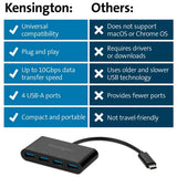 Kensington 4 port USB-C hub - British product
