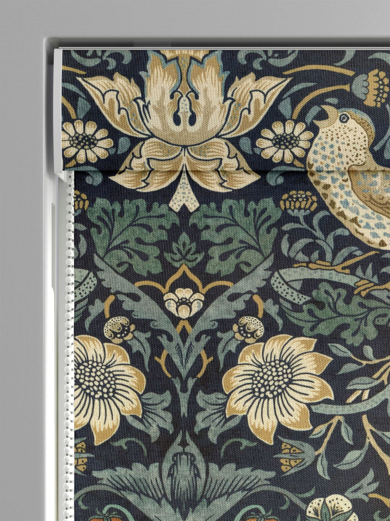 William Morris Strawberry Thief velvet roman blind, UK version