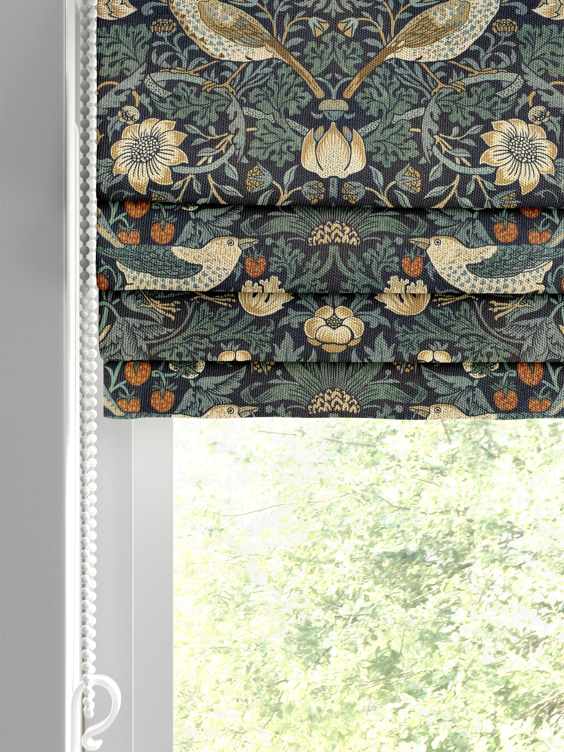William Morris Strawberry Thief velvet roman blind, UK version