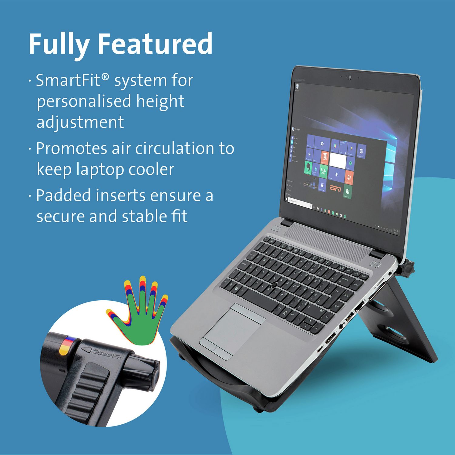Kensington SmartFit laptop cooling stand black - British product