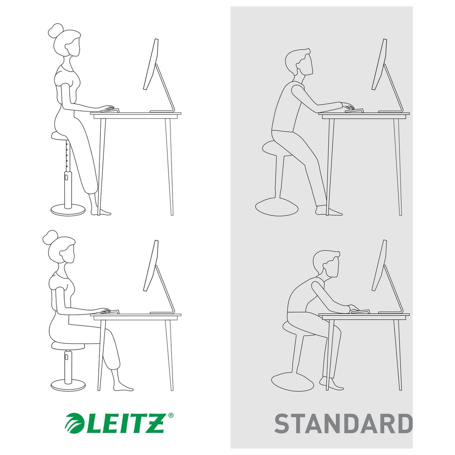 Leitz Ergo Cosy Active Sit Stand Stool adjustable, imported from the UK