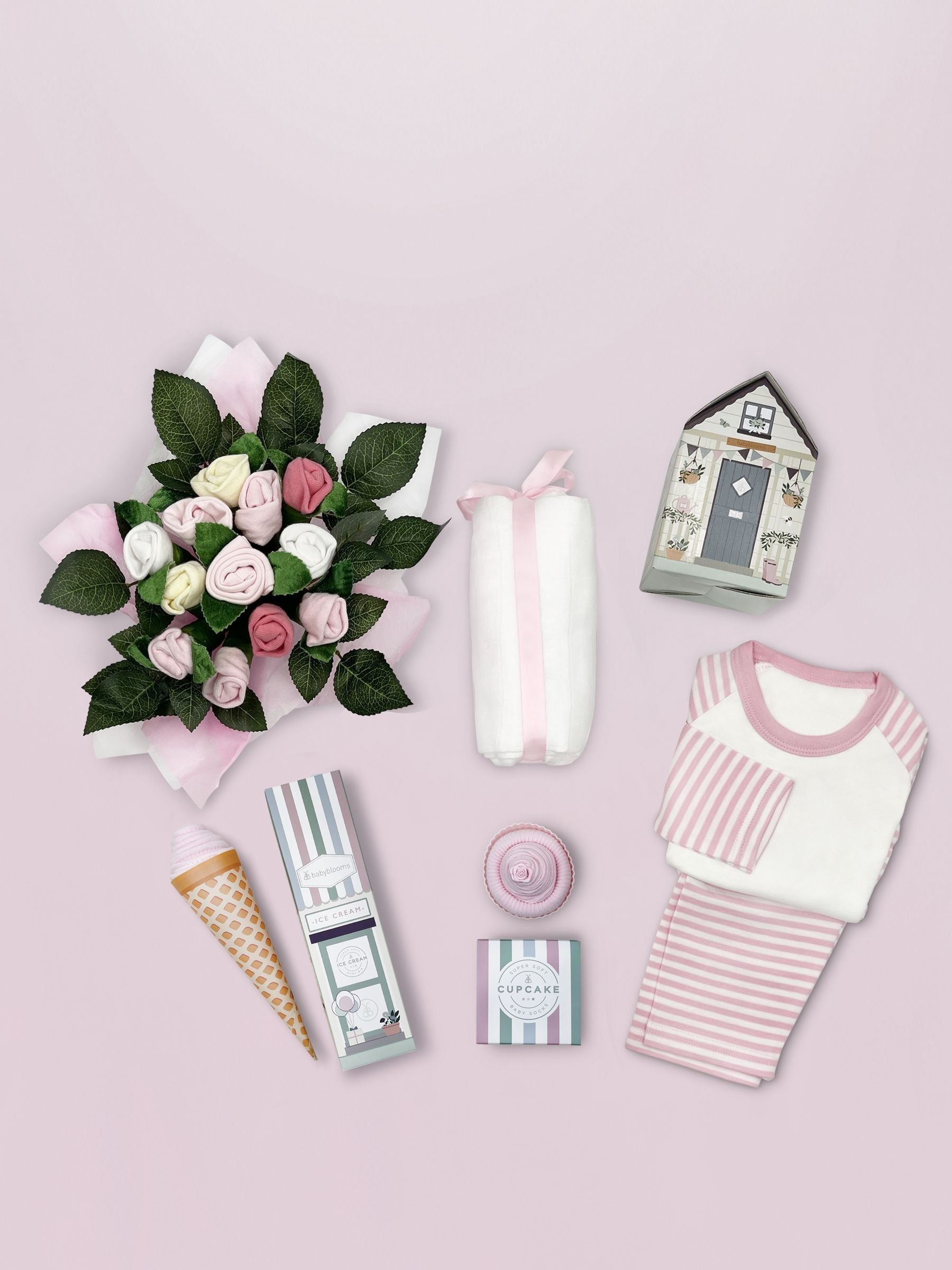 Babyblooms Frankie Bear pinkfarbener Geschenkkorb (britische Marke)