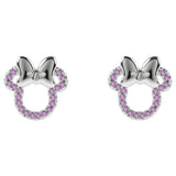 Disney silver plated Minnie Mouse stud earrings with pink stones (British brand)