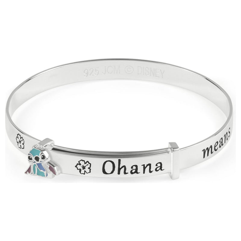 Disney Stitch sterling silver baby bangle with blue charm (British brand)