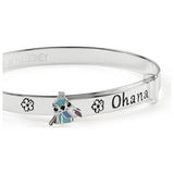 Disney Stitch sterling silver baby bangle with blue charm (British brand)