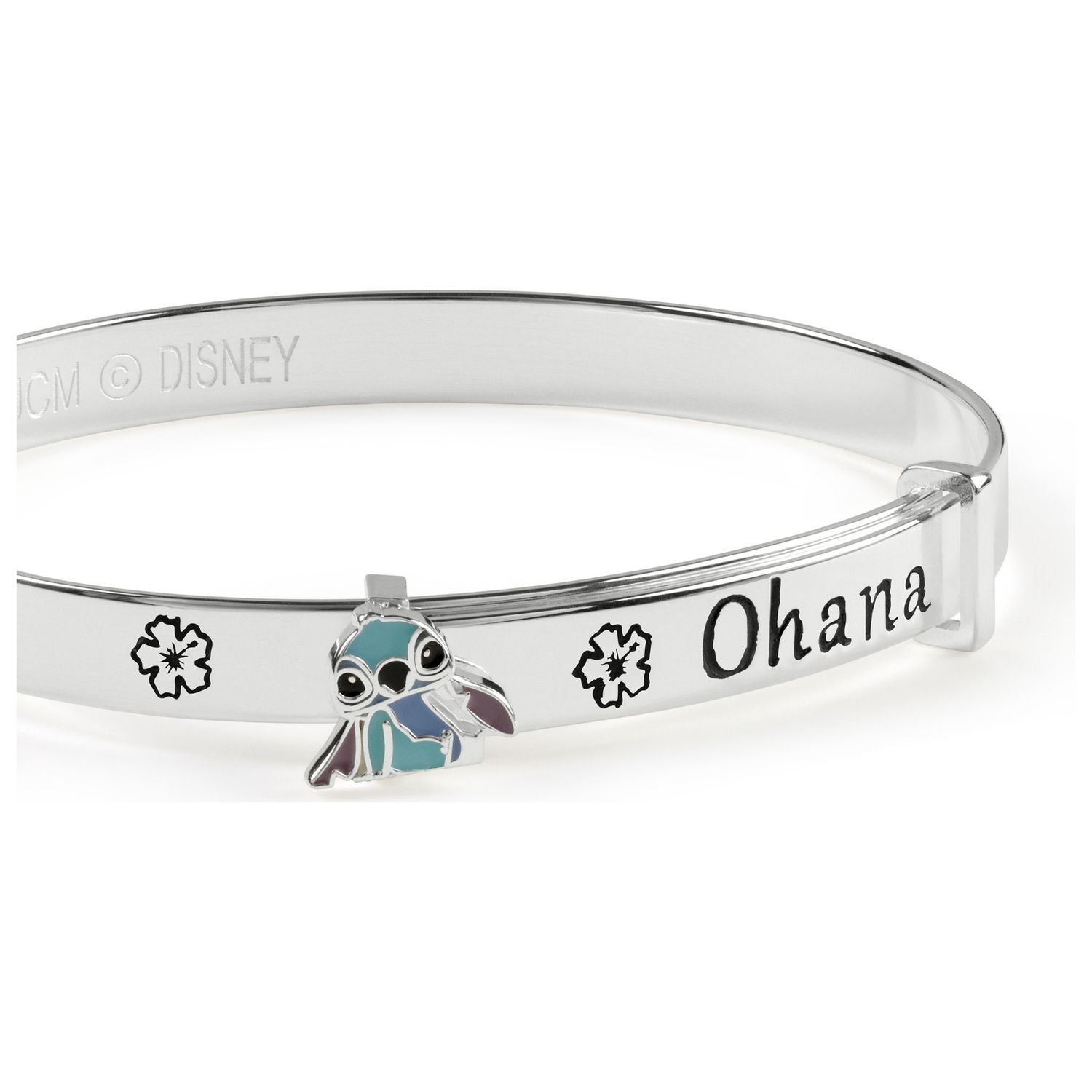 Disney Stitch sterling silver baby bangle with blue charm (British brand)