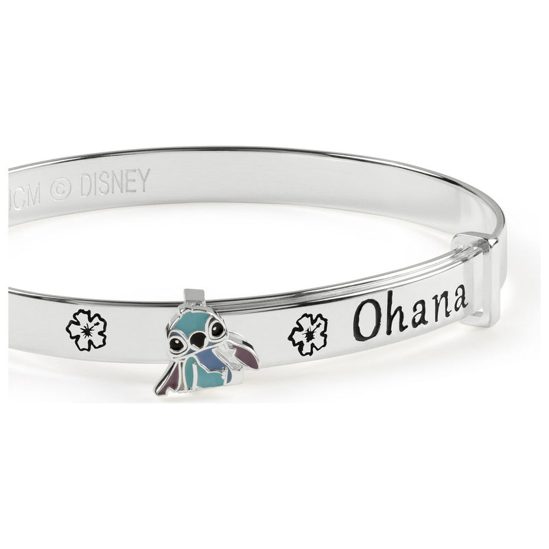 Disney Stitch sterling silver baby bangle with blue charm (British brand)