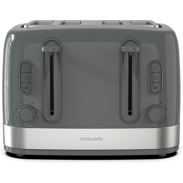 Cookworks illuminated 4-slice toaster stone grey, UK version