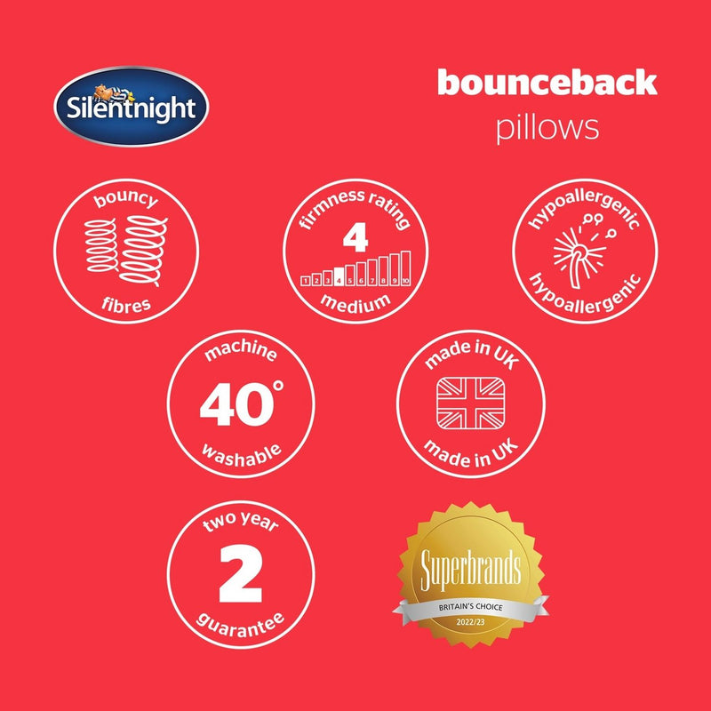 Silentnight Bounceback medium firm pillow 2 pack, UK version