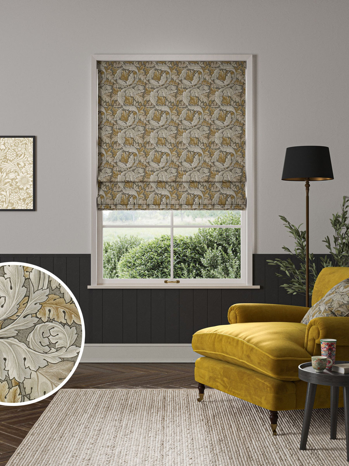 William Morris Acanthus roman blind (British brand)