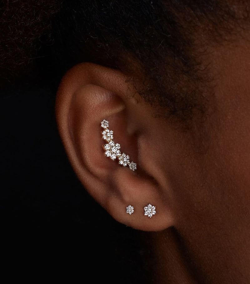 Maria Tash five flower diamond stud earring, imported from the UK