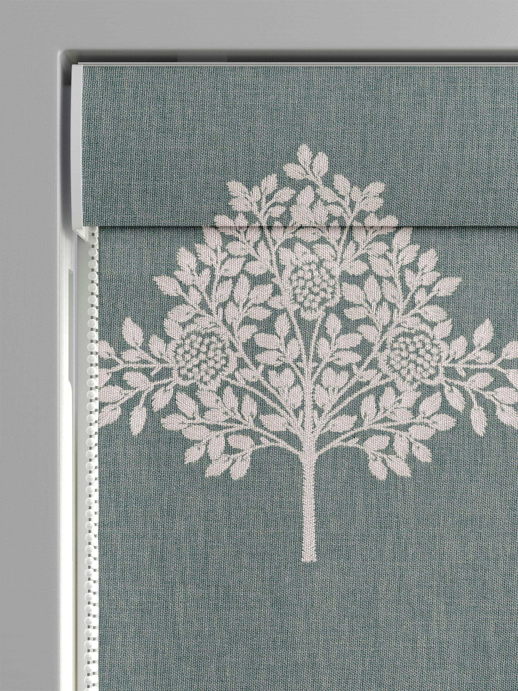 William Morris blue marigold tree embroidery roman blind (British brand)