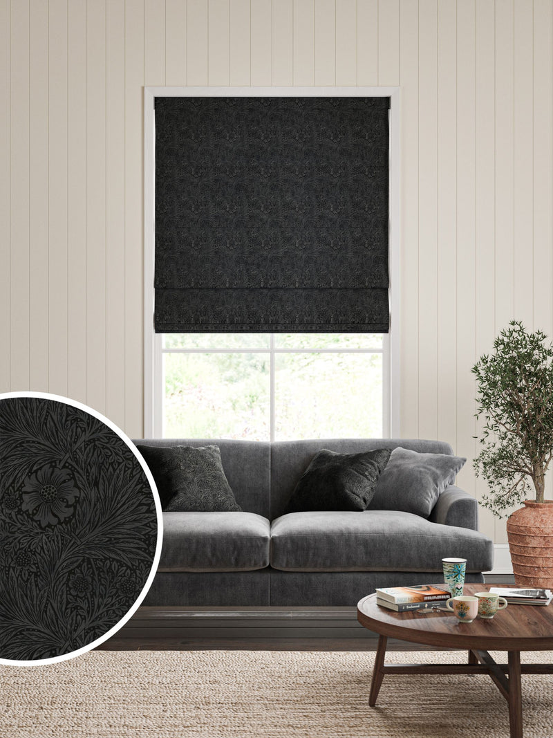 William Morris grey marigold velvet roman blind (British brand)